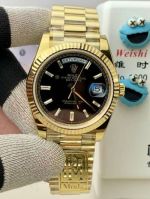 DD 2836/3255 Movement Gold with Black Face President Band Fluted Bezel Rolex Watch